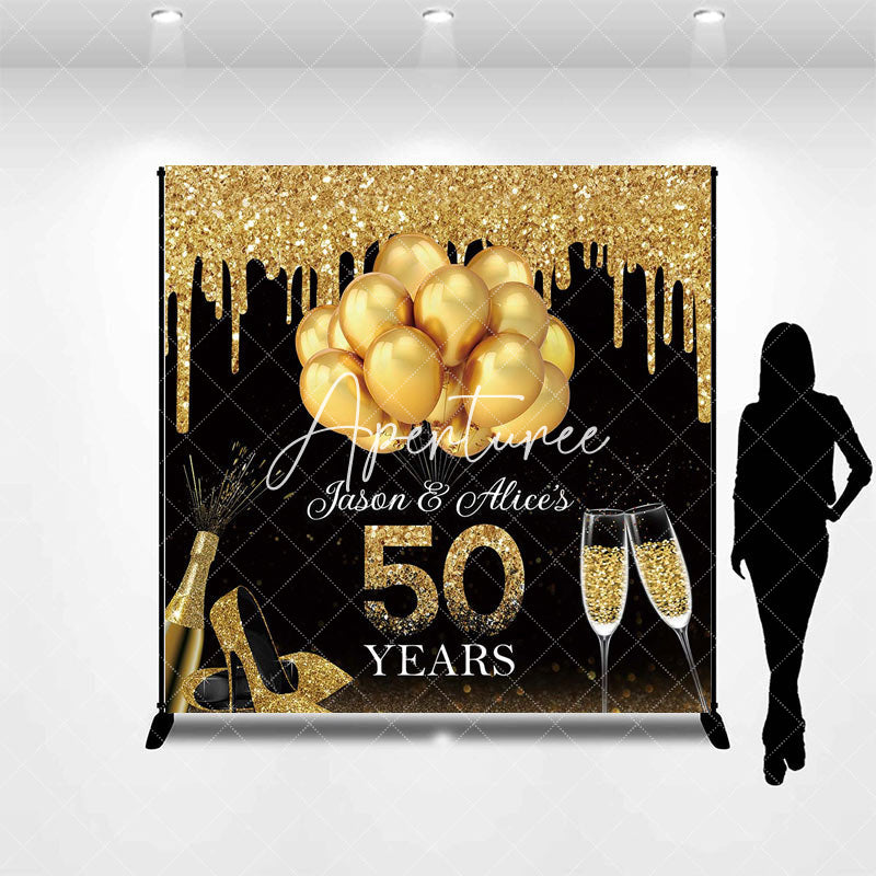 Aperturee - Gold Balloons Custom 50 Years Anniversary Backdrop