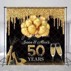 Aperturee - Gold Balloons Custom 50 Years Anniversary Backdrop