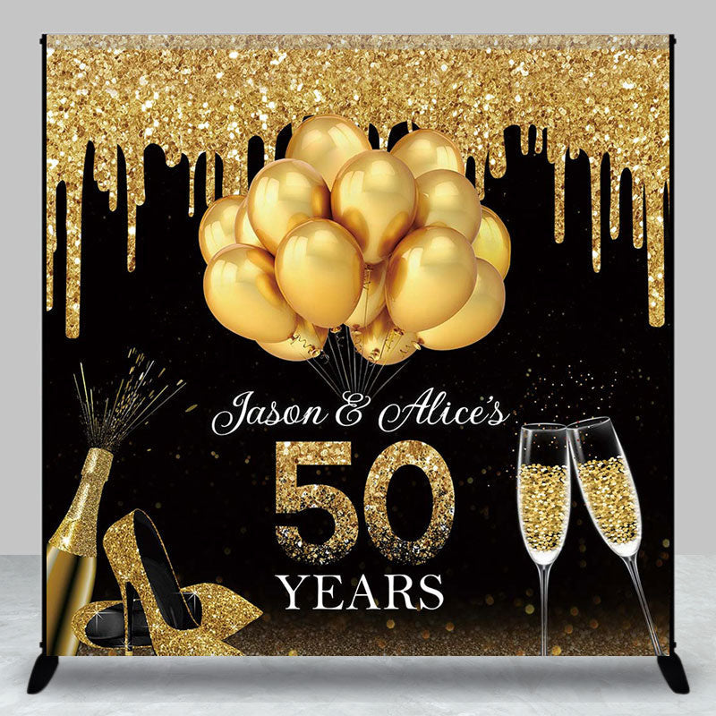 Aperturee - Gold Balloons Custom 50 Years Anniversary Backdrop