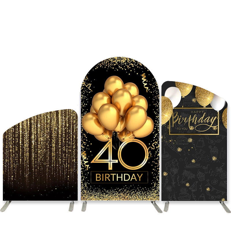 Aperturee Gold Balloons Glitter 40Th Birthday Arch Backdrop Kit