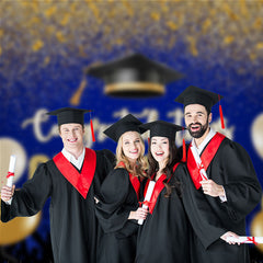 Aperturee - Gold Balloons Glitter Congrats Grad Photos Backdrop