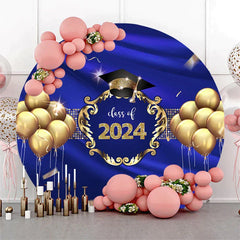 Aperturee Gold Balloons Navy Blue Class Of 2022 Round Backdrop