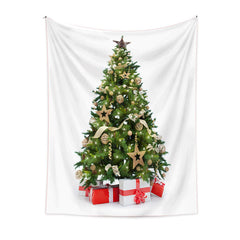 Aperturee - Gold Bauble Christmas Tree With Gift Wall Tapestry