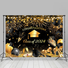 Aperturee - Gold Black Bachelor Hat Bokeh Graduation Backdrop