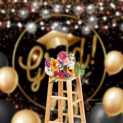 Aperturee - Gold Black Glitter Balloon Light Grad Photo Backdrop