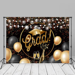 Aperturee - Gold Black Glitter Balloon Light Grad Photo Backdrop