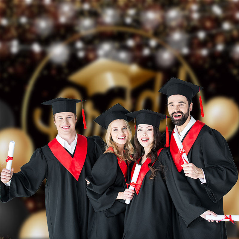 Aperturee - Gold Black Glitter Balloon Light Grad Photo Backdrop