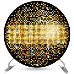 Aperturee Gold Black Glitter Round Backdrops for Birthday