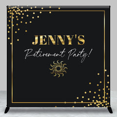 Aperturee - Gold Black Personalized Retirement Party Backdrop