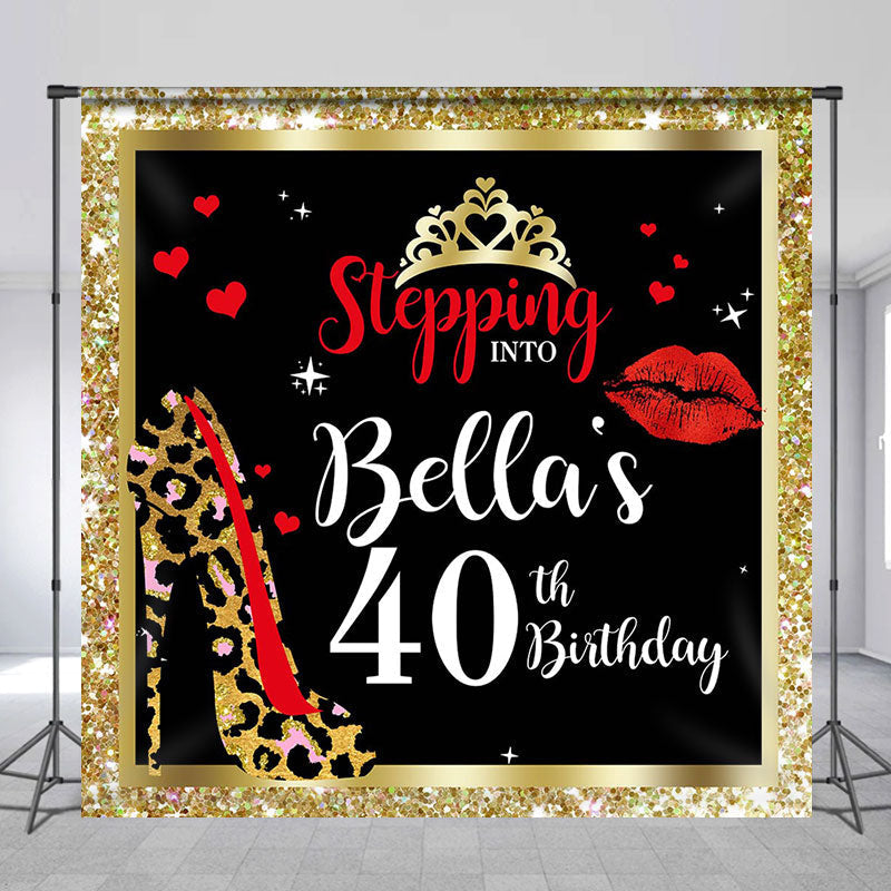 Aperturee - Gold Black Stepping Into Custom Birthday Backdrop