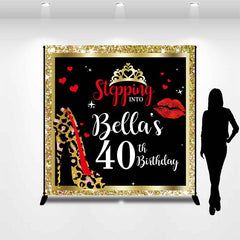 Aperturee - Gold Black Stepping Into Custom Birthday Backdrop