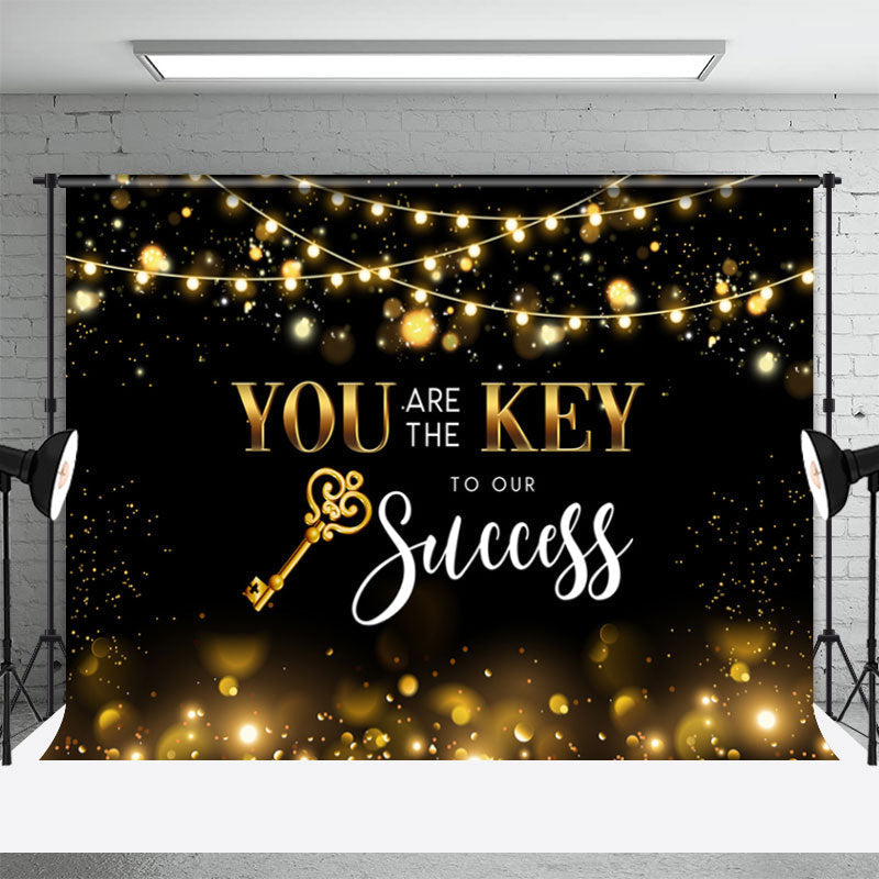 Aperturee - Gold Black The Key To Our Success Thank You Backdrop