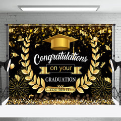 Aperturee - Gold Black Wheat Ear Congrats Graduation Party Backdrop