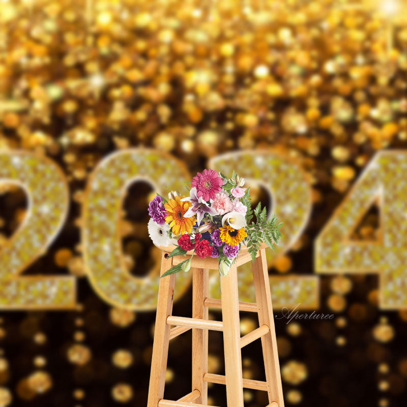 Aperturee - Gold Bokeh Cheers To The New Year 2023 Backdrop