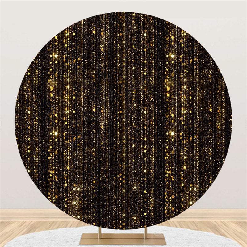 Aperturee Gold Bokeh Glitter And Black Round Birthday Backdrop