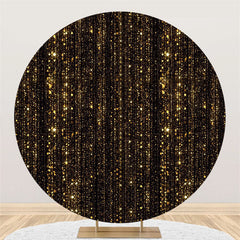 Aperturee Gold Bokeh Glitter And Black Round Birthday Backdrop