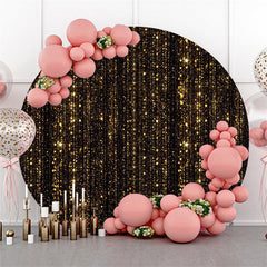 Aperturee Gold Bokeh Glitter And Black Round Birthday Backdrop