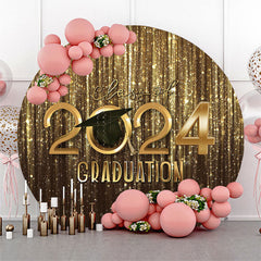 Aperturee Gold Bokeh Glitter Round Class Of 2024 Graduation Backdrop