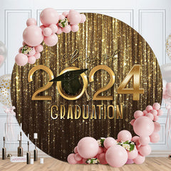 Aperturee Gold Bokeh Glitter Round Class Of 2024 Graduation Backdrop