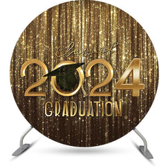 Aperturee Gold Bokeh Glitter Round Class Of 2024 Graduation Backdrop