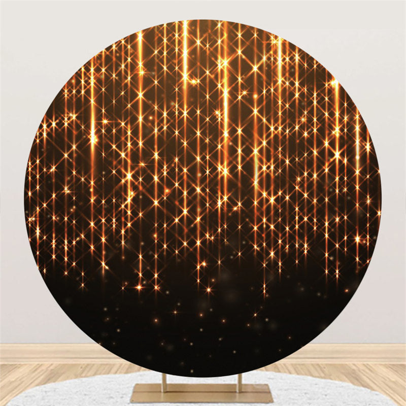 Aperturee Gold Bright Star Round Black Birthday Party Backdrop