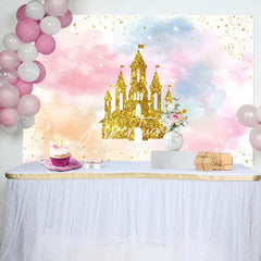 Aperturee - Gold Castle Cloud Princess Birthday Backdrop