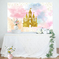 Aperturee - Gold Castle Cloud Princess Birthday Backdrop