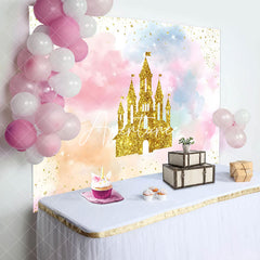 Aperturee - Gold Castle Cloud Princess Birthday Backdrop