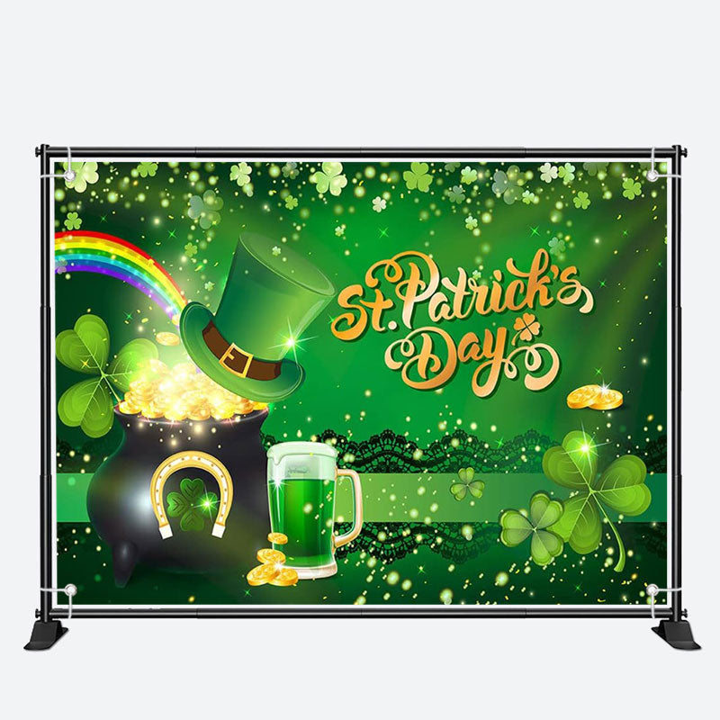 Aperturee - Gold Coin Beer Green Clover St Patricks Day Backdrop