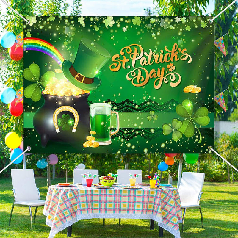 Aperturee - Gold Coin Beer Green Clover St Patricks Day Backdrop