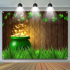 Aperturee - Gold Coins Wood Board Grass St Patricks Day Backdrop