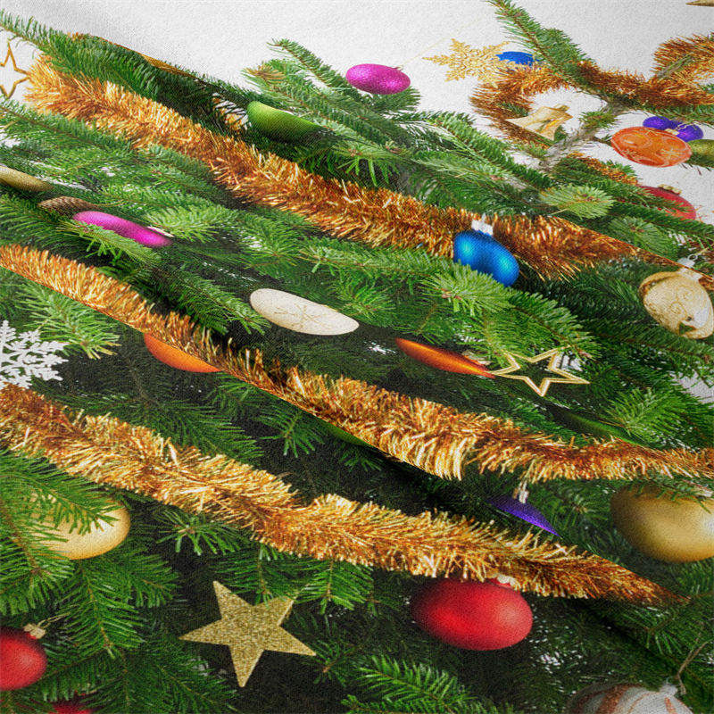 Aperturee - Gold Colorful Bauble Christmas Tree Wall Tapestry