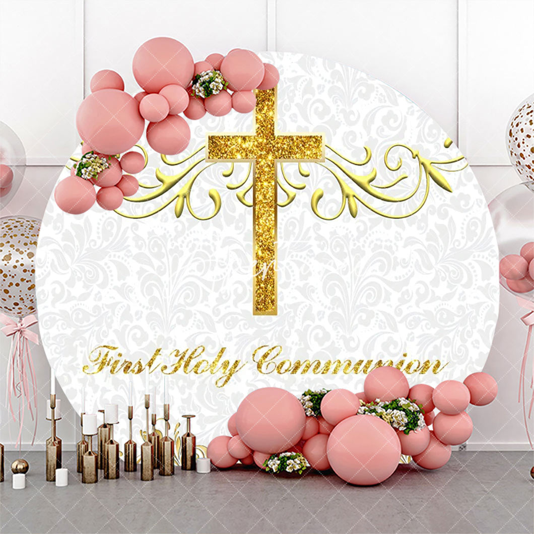 Aperturee - Gold Cross First Holy Communion Baptism Backdrop