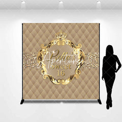 Aperturee - Gold Crown Custom Name Sweet 16 Birthday Backdrop