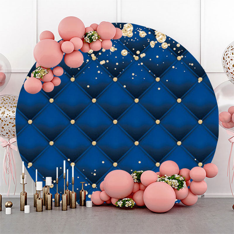 Aperturee Gold Diamond Blue Royal Texture Round Backdrop For Party