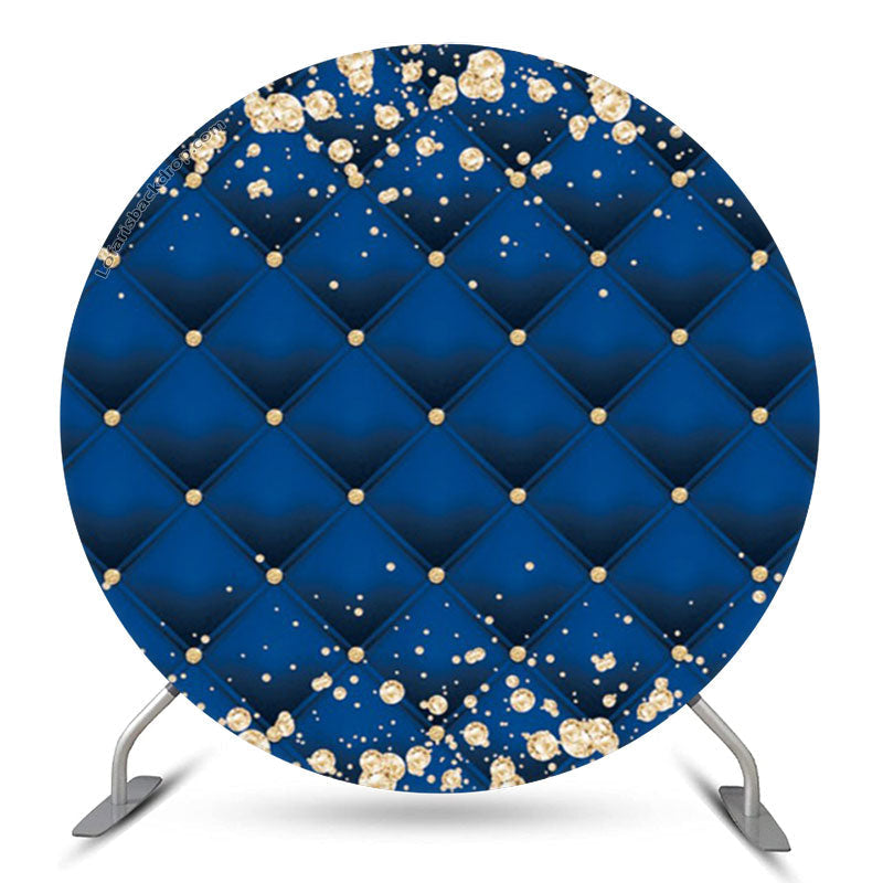 Aperturee Gold Diamond Blue Royal Texture Round Backdrop For Party