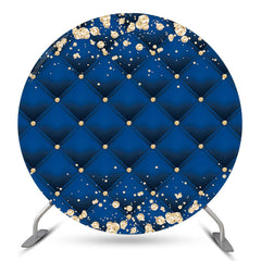 Aperturee Gold Diamond Blue Royal Texture Round Backdrop For Party