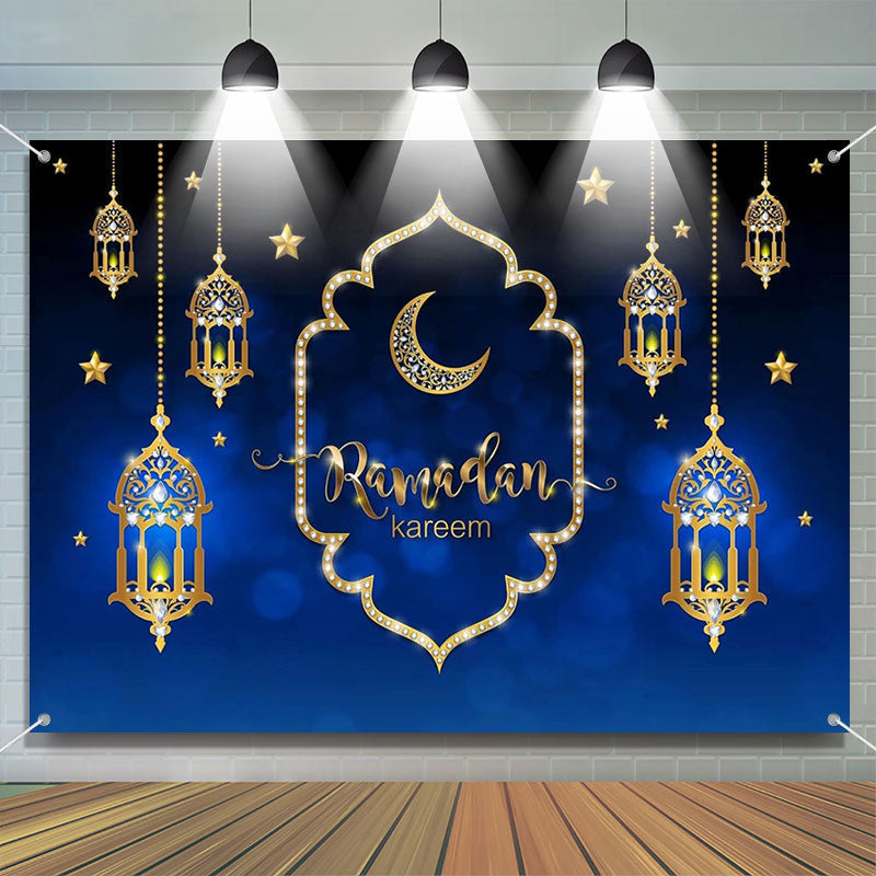 Aperturee - Gold Diamond Pendant Lantern Ramadan Kareem Backdrop