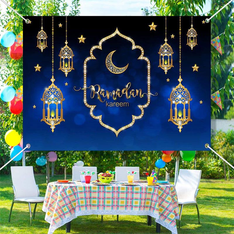 Aperturee - Gold Diamond Pendant Lantern Ramadan Kareem Backdrop