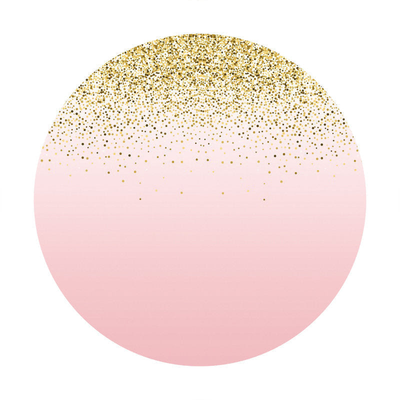 Aperturee - Gold Glitter And Pink Round Birthday Backdrop