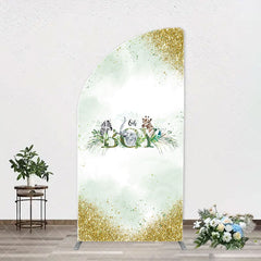 Aperturee - Gold Glitter Animals Boy Arch Baby Shower Backdrop