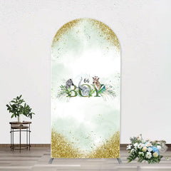 Aperturee - Gold Glitter Animals Boy Arch Baby Shower Backdrop