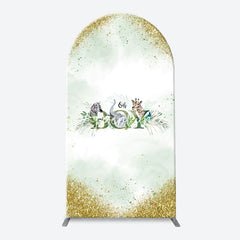 Aperturee - Gold Glitter Animals Boy Arch Baby Shower Backdrop