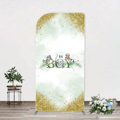 Aperturee - Gold Glitter Animals Boy Arch Baby Shower Backdrop