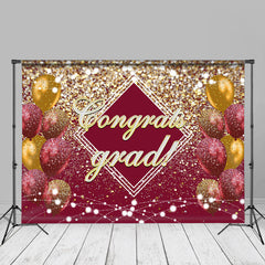 Aperturee - Gold Glitter Balloon Red Bokeh Grad Backdrop For Photo