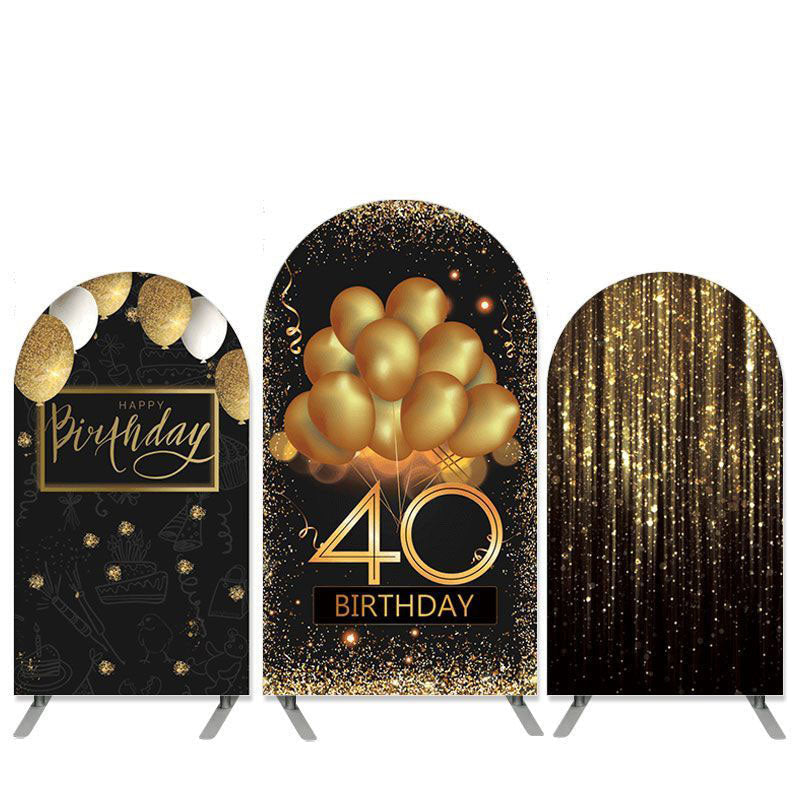 Aperturee Gold Glitter Balloons Theme 40th Birthday Arch Backdrop Kit