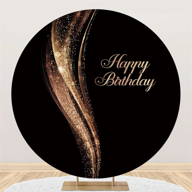 Aperturee Gold Glitter Bokeh Abstract Round Black Birthday Backdrop