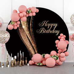 Aperturee Gold Glitter Bokeh Abstract Round Black Birthday Backdrop