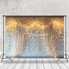 Aperturee - Gold Glitter Bokeh White Retro Wall Photo Backdrop