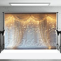 Aperturee - Gold Glitter Bokeh White Retro Wall Photo Backdrop